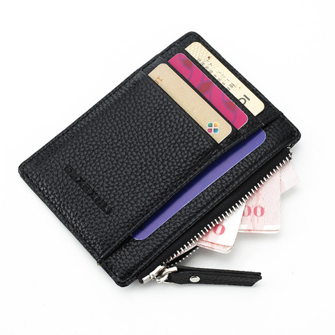 2022 Unisex wallet business card holder pu leather coin pocket bus card Organizer purse bag  men women multi-color ► Photo 1/6