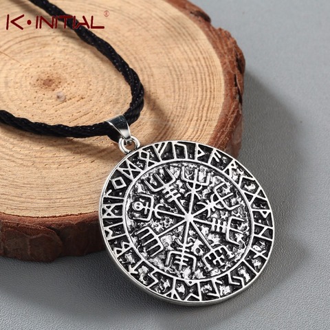 Kinitial Norse Vegvisir Symbol Necklace Protection Symbol viking Men Pendant Magical Staves Compass Wholesale Jewelry ► Photo 1/5