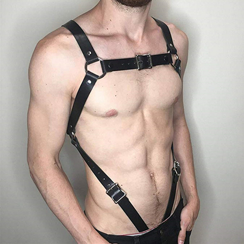 Men PU Leather Restrain Chest Strap Harness Hen Clubwear Costume Fancy Dress Sexy Costume For Lover ► Photo 1/6
