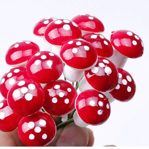 HOT 10Pcs Mini Red Mushroom Garden Ornament Miniature Plant Pots Fairy DIY Dollhouse ► Photo 1/1