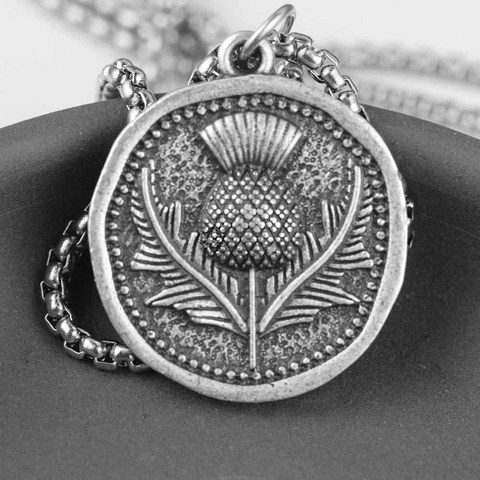 Medieval Scottish Thistle Necklace Men Whimsy Spirit of Scotland Celtics Father's Day Gift ► Photo 1/6