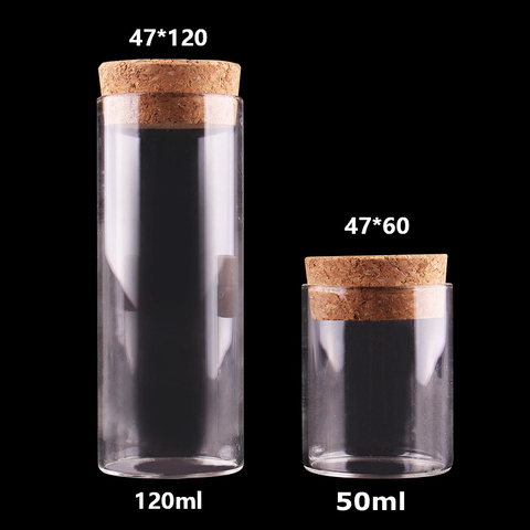 10pcs 50ml 120ml Glass Test Tube with Cork Stopper Bottles Jars Vials Container DIY Craft ► Photo 1/3
