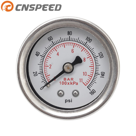 CNSPEED Fuel Pressure Gauge Liquid 0-160 psi Oil Press Gauge Fuel Gauge White Face Universal 1/8 NPT   YC100917 ► Photo 1/6