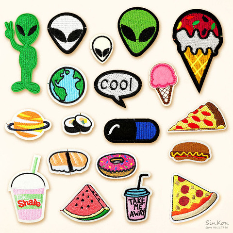 Food Sushi Alien COOL DIY Badge Patch Embroidered Applique Sewing Clothes Stickers Garment Apparel Accessories ► Photo 1/6