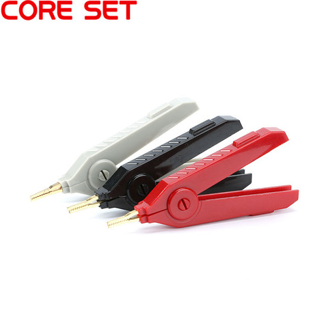 3PCS/sets Alligator Clip 90mm Kelvin Copper Gold Plate Clip Grey+Black+Red ► Photo 1/6