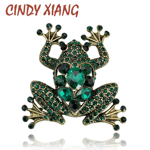 CINDY XIANG Crystal Frog Brooches for Women Green Color Animal Brooch Pin Luxury Vintage Jewelry Coat Accessories Bijouterie ► Photo 1/5