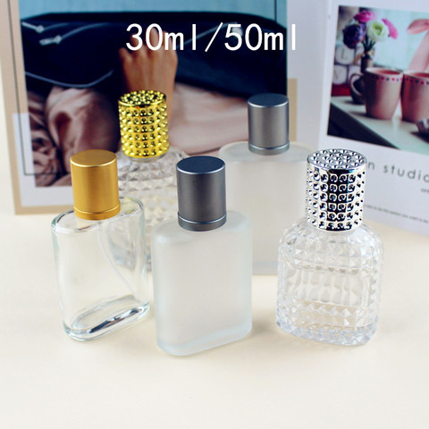 Logo Welcome 30ml 50ml 100ml Clear Glass Spray Bottle Frosted Square Glass Perfume Bottle Cosmetic Packaging Bottle Vials ► Photo 1/6