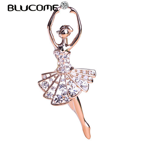 Blucome Fashion Figure Brooch Crystal Ballet Girl Brooches Women Children Dress Hat Clip Clothes Jewelry Gift Party Accessories ► Photo 1/5