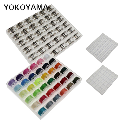 YOKOYAMA 36Pcs Clear Empty Bobbins Spool Metal Case 25 Grid Storage Case Box For Brother Janome Singer Elna Sewing Machine Reels ► Photo 1/1