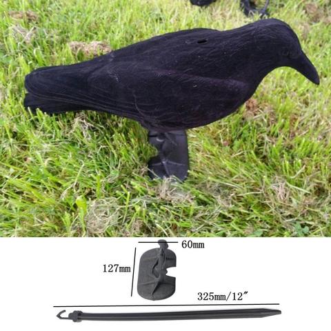 Garden Flocked Hard Plastic Black Crow Hunting Decoy Raven Halloween Prop Outdoor Hunting ► Photo 1/6