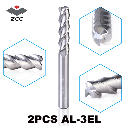 2pcs/lot ZCCCT AL-3EL D3.0-D8.0 solid carbide 3 4 5 6 8mm lengthening end mill long flute extension cutting edge cnc tools ► Photo 1/6