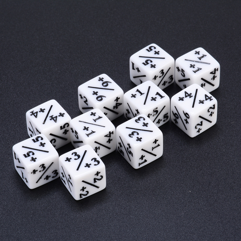10pcs White Dice Counters +1/+1 For Magic The Gathering & MTG Games Poker Party Bar Gambling Board Desktop Funny Outdoor Dice ► Photo 1/5