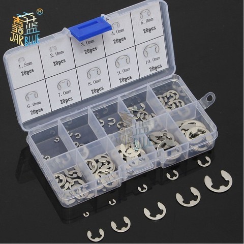 120/200 PCS 304 Stainless Steel Stainless Steel E Clip washer Assortment Kit Circlip retaining ring for shaft fastener M1.5~M10 ► Photo 1/4