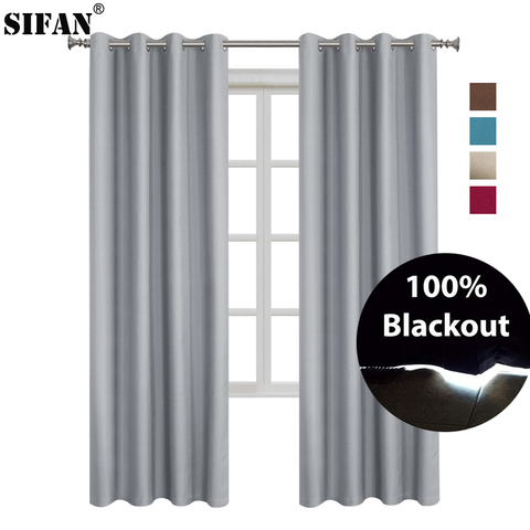100% Shading Rate Modern Style Solid Color Blackout curtain for Bedroom Living Room Window Fabric Curtains Custom Made ► Photo 1/6