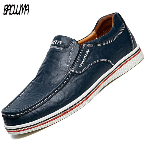 Men Leather Boat Shoes Casual Flats Moccasins Homme Driving Loafers Shoes Slip on Breathable Moccasins Hand Sewing Men Shoes ► Photo 1/6