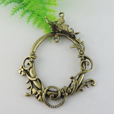 (5Pieces)Creative Antique Style Bronze Tone Butterfly Insect Lace Oval Charms Necklace Pendant Beauty Jewelry Accessory 38971 ► Photo 1/2