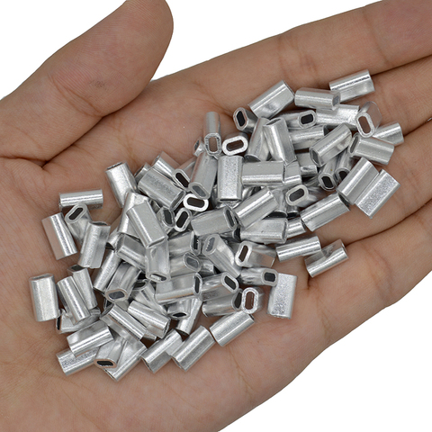 Aluminum Fishing Crimp Sleeves 100pcs/lot Double Oval Fishing Line Crimping Tube Wire Crimp Connector Accessories 1.0-2.0mm ► Photo 1/6