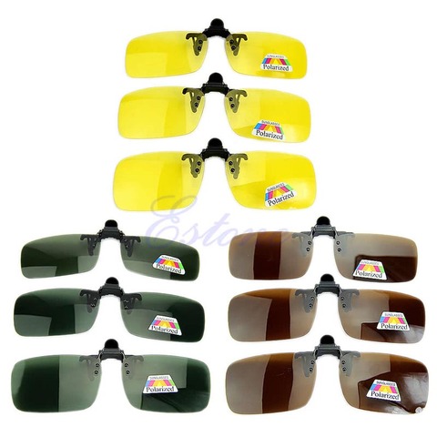 Polarized Day Night Vision Clip-on Flip-up Lens Sunglasses Driving Glasses ► Photo 1/6