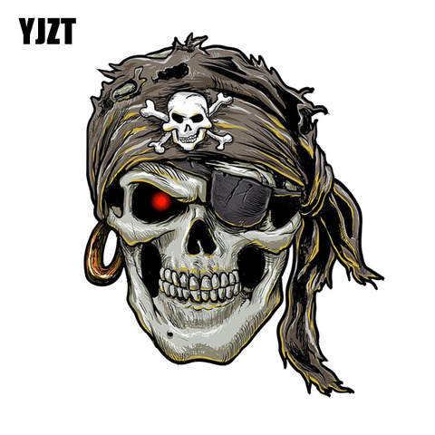 YJZT 12.1CM*14.6CM Stylish Pirate Skull PVC Motorcycle Car Sticker 11-00698 ► Photo 1/6