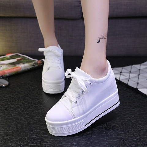 Women Casual Shoes Heels Autumn Spring Canvas Women Shoes Fashion Breathable Platform Lace-Up Women Sneakers ► Photo 1/6