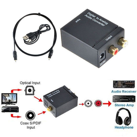 HD 1080P Digital Optical Coaxial Toslink Fiber Conversion SPDIF Coax to Analog RCA Audio Converter Adapter RCA L/R 3.5mm ► Photo 1/5