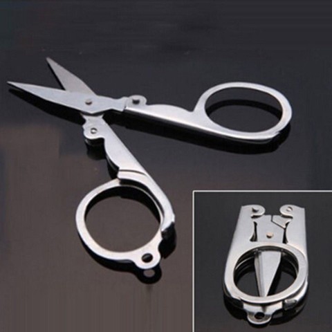 Mini small Edc stainless steel fold scissor pocket tool utility gadget portable convenient cam hike travel first aid kit ► Photo 1/3