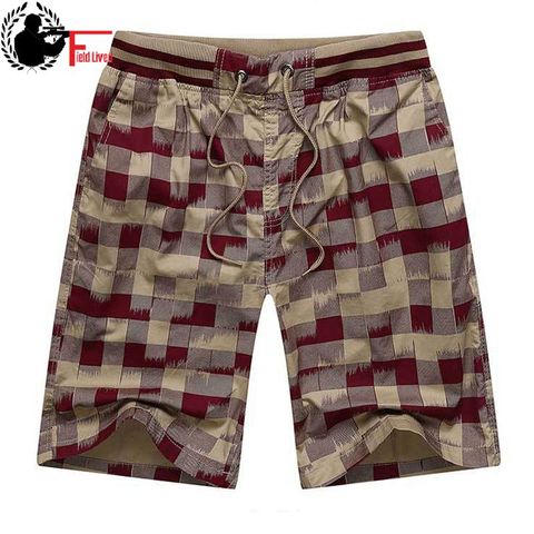 Bermuda Male Hot 2022 Summer Elastic Waist Mens Plaid Shorts Classic Design Breeches Cotton Casual Beach Short Pants Big Size 44 ► Photo 1/6