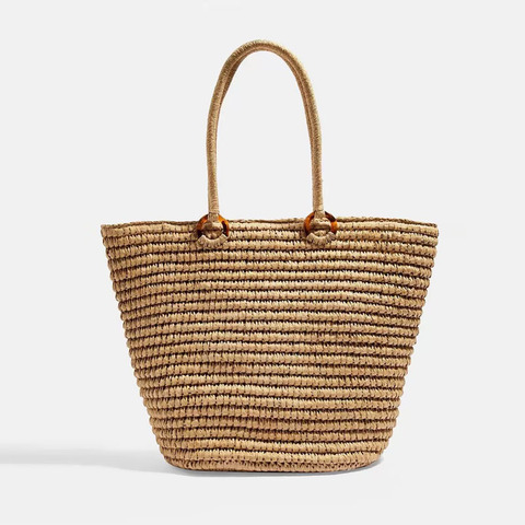 Woman shopping big bag fashion simple straw bag wild handmade woven bag female shoulder portable beach bag tide ► Photo 1/6