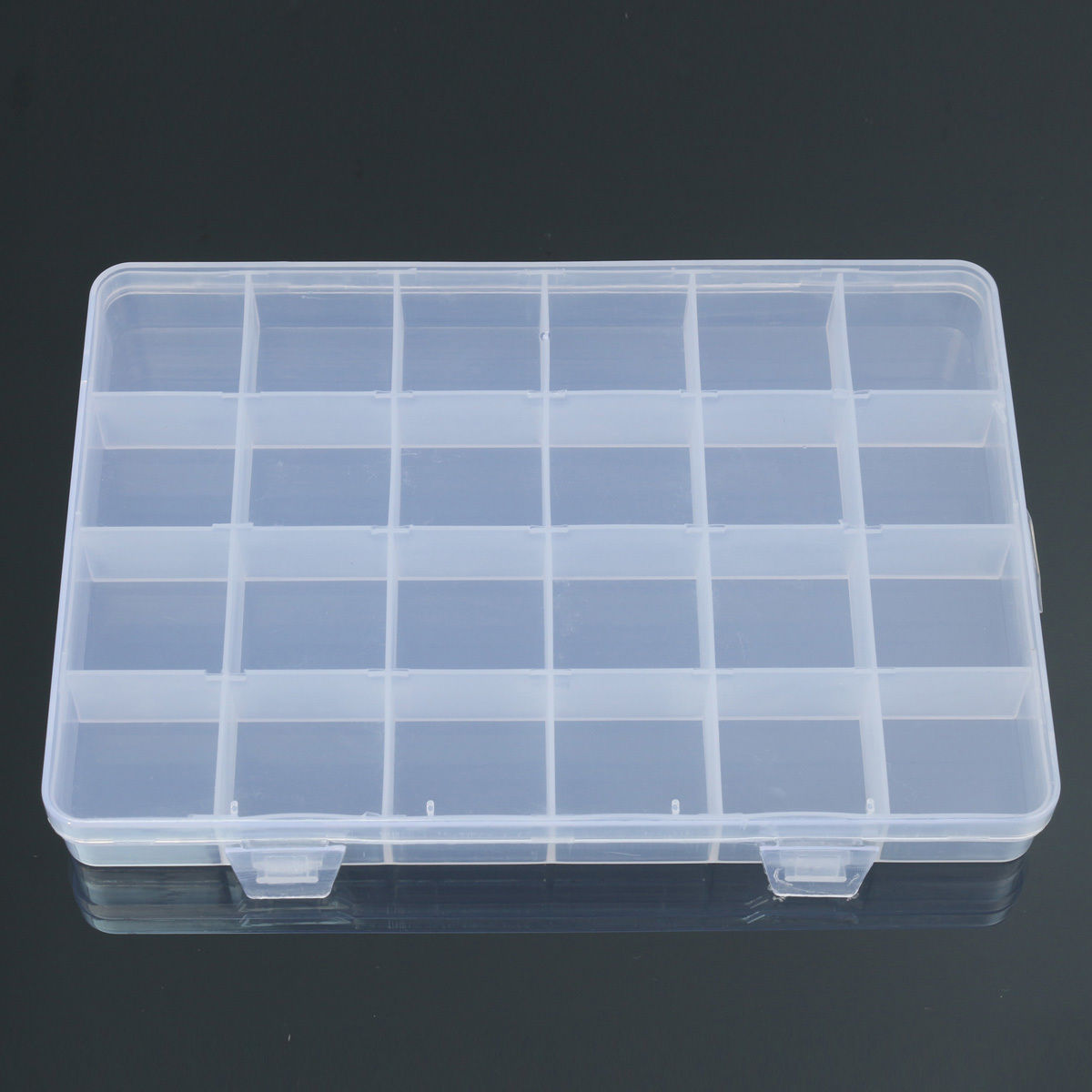 24Slots Plastic Compartment Schmuck Organizer Aufbewahrungsbox Case 