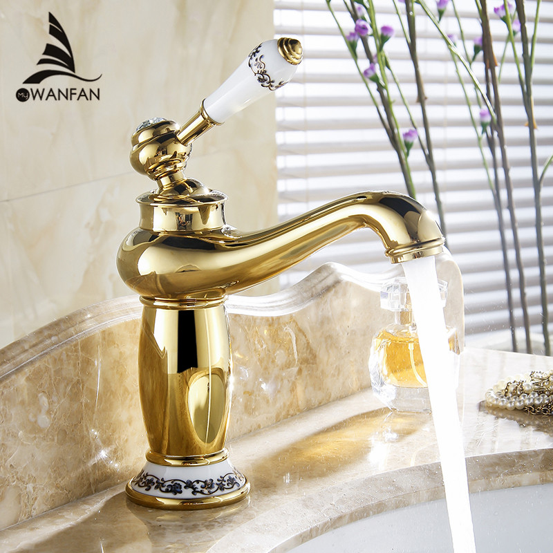 Basin Faucets Modern Faucet Bathroom Gold Finish Hot Cold Brass Sink Single Handle With Ceramic Taps M 16k History Review Aliexpress Er Wanfan Official - Sink Faucet Bathroom Gold