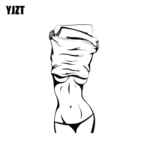 YJZT 7.2*15.4CM Sexy Figure Tempting Girl Skillful Manufacture Black/Silver Vinyl Decals Covering The Body Nice Design C20-0302 ► Photo 1/5