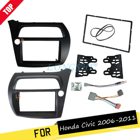 LONGSHI Double Din Fascia for Honda Civic Radio DVD Stereo Panel Dash Installation Face Frame with Wire Harness Antenna 2DIN ► Photo 1/1