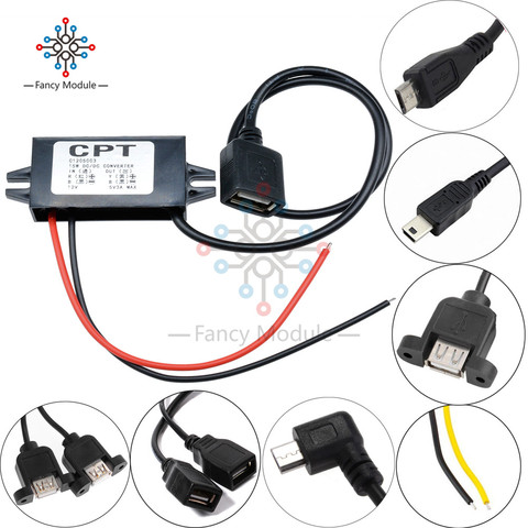 DC-DC Car Power 12V to 5V 3A 15W Converter Module Micro USB Step Down Power Output Adapter 96% High Conversion Efficiency ► Photo 1/6