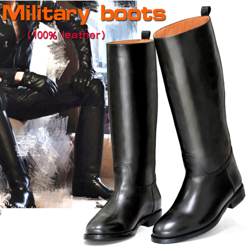 Men's Cowhide Genuine Leather Work Boots Military Combat Boots Gothic Skull Punk Motorcycle Martin Boots ► Photo 1/1