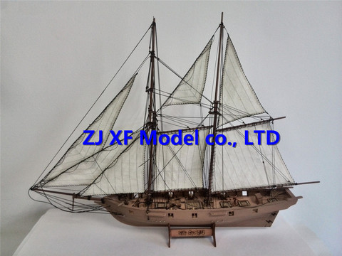 NIDALE model Laser-cut Wooden Ship model Kits Halko 1840 western Sail boat DIY Scientific Periodicals Kit (Free 2 pcs barrels) ► Photo 1/6