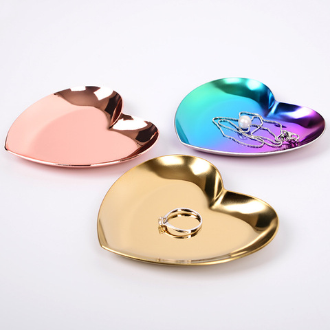 Nordic Home Decoration Accessories Serving Tray Metal Heart-Shaped Ring Necklace Jewelry Storage Organizer ► Photo 1/6