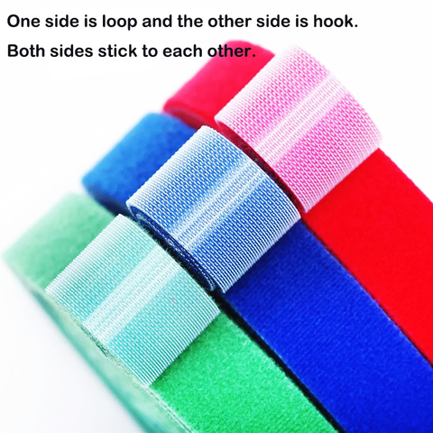 Multicolor Elastic Hook and Loop Cable Tie Fastening Magic Tape