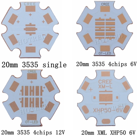 20mm Copper PCB Cree XPG XPG2 XPE XPE2 XML XML2 XHP50 XHP70 MKR 3V 6V 12V led PCB 20mm x 1.6mm Copper Star 16mm Heatsink PCB ► Photo 1/6