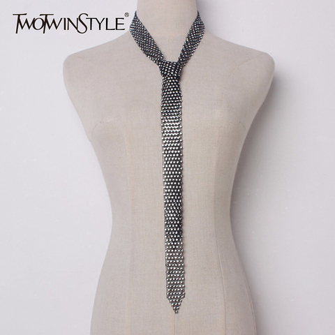 TWOTWINSTYLE Tie Necklace With Scarf For Women Diamonds Crystal Long Necklaces 2022 Fashion Female Accessories ► Photo 1/1