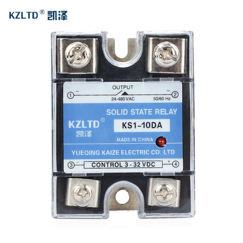 SSR-10DA SSR Relay 10A Solid State Relay 3~32V DC to 24~480V AC Relay Switch with Free Plastic Cover 10A  KS1-10DA  No Contact ► Photo 1/6