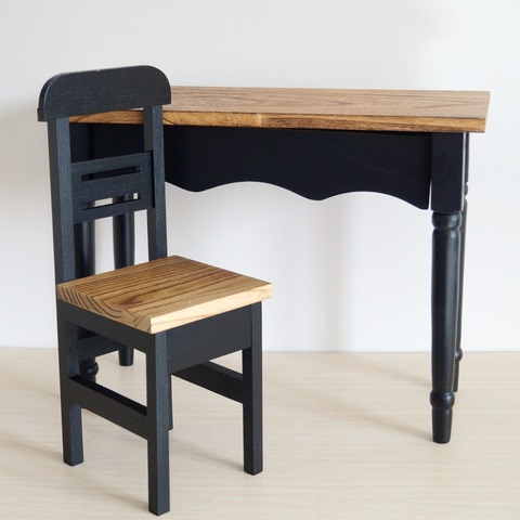 BJD Mini Furniture Wood CLass Chair & Desk For 1/3 24
