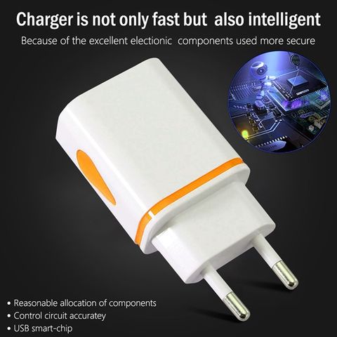 Hot Selling USB Wall Charger Dual Port 2A Output Travel Plug Power Adapter Compatible for Phone EU Plug ► Photo 1/6