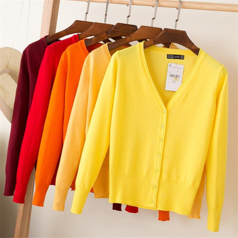 28 Colors knitted cardigans spring autumn cardigan women casual long sleeve tops V neck solid women sweater coat ► Photo 1/6