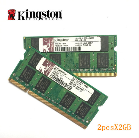 Free Shipping Kingston 4GB (2pcsX2GB)  800MHz SODIMM DDR2 Laptop Memory 4G 800 MHZ Notebook Module SODIMM RAM  ► Photo 1/2
