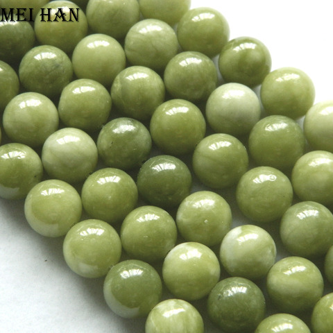 Meihan wholesale (3 strands/set) 10mm Natural Green jadeite smooth Round Loose Beads for DIY Semi-precious Stone ► Photo 1/2