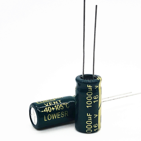 10Pcs high frequency low impedance 16V 1000UF 8*16mm aluminum electrolytic capacitor 1000uf 16v 20% ► Photo 1/1