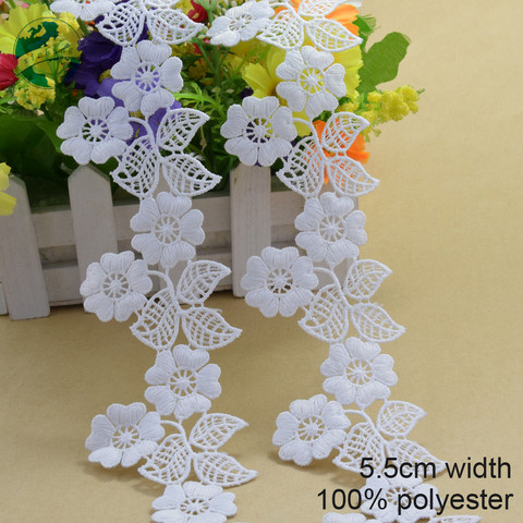 5.5cm white polyester embroidery lace french lace ribbon fabric guipure diy trims warp knitting sewing Accessories#3706 ► Photo 1/4