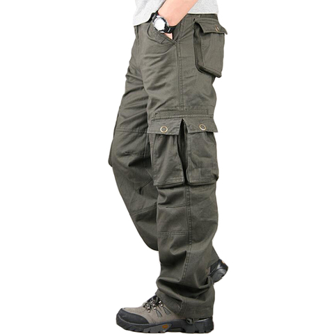 Pockets Pants Men New Autumn Winter Casual Cotton Loose Long Trousers Mens Thick Overalls Joggers Military Tactical Cargo Pants ► Photo 1/6