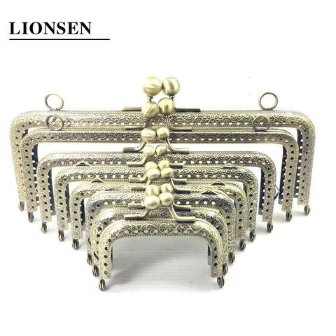 LIONSEN 6.5/7.5/8.5/10.5/12.5/15/18/20cm DIY Metal square Frame Purse Handle Coin Bags Metal Kiss Clasp Lock Frame Accessories ► Photo 1/6