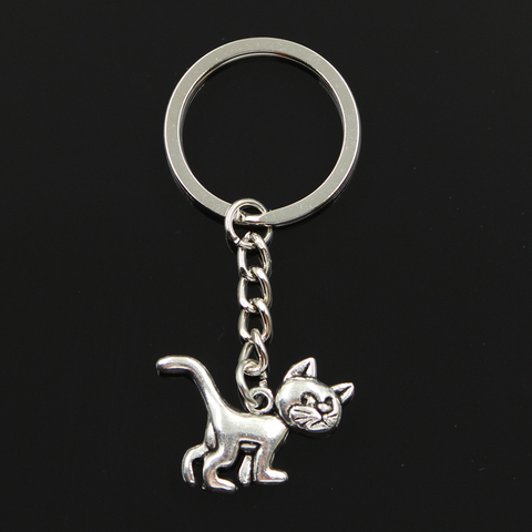 Fashion 30mm Key Ring Metal Key Chain Keychain Jewelry Antique Bronze Silver Color Plated Cat 30x22mm Pendant ► Photo 1/4